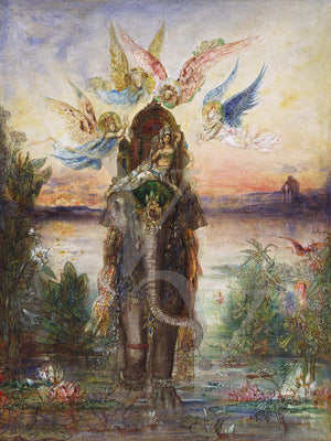 The Sacred Elephant (Peri) by Gustave Moreau. Symbolist painting. Fine art print 