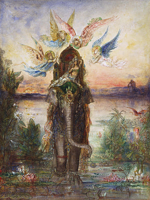 The Sacred Elephant (Peri) by Gustave Moreau. Symbolist painting. Fine art print 