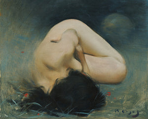 Female nude. Antique painting. Fine art print 
