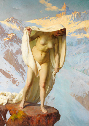 Female Mountain Spirit painting. Mythological woman. Fine art print