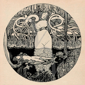 Pagan nature spirit. Art Nouveau illustration. Fine art print