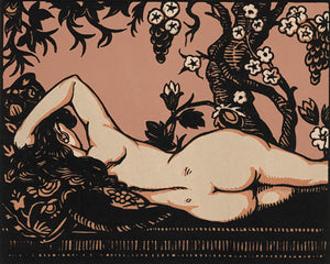 Reclining nude in an exotic setting. Fine art print 
