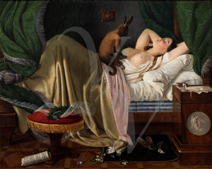 Nightmare by Ditlev Blunck. Dreaming woman with a demon sitting on her body. Fine art print 