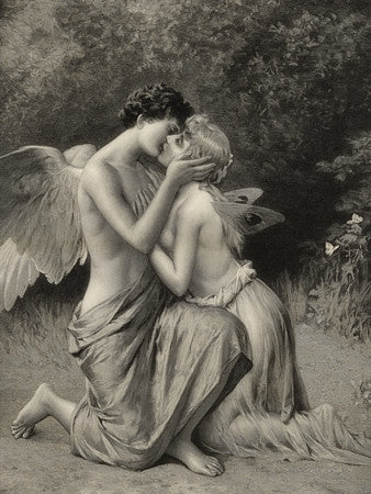 Eros and Psyche. Mythological lovers. Fine art print 
