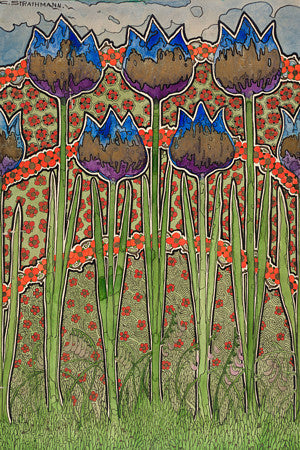 Art Nouveau flowers. Fine art print 