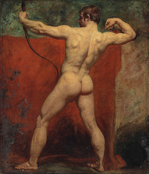 The Archer by William Etty. Male nude study. Antique painting. Fine art print 