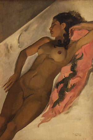 Painting of a reclining nude. Fine art print 