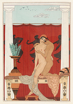 Les Chansons de Bilitis by Georges Barbier. Erotic lesbian lovers artwork. Fine art print 