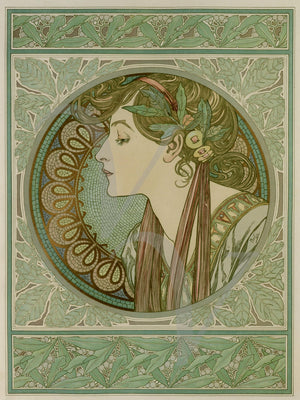 Female with Art Nouveau decoration by Alphonse Mucha. Fine art print