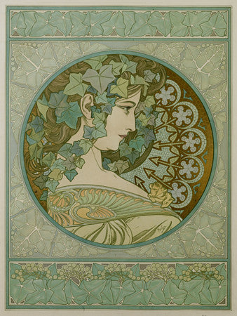 La Lierre. Ivy. Art Nouveau nature woman by Alphonse Mucha. Fine art print 