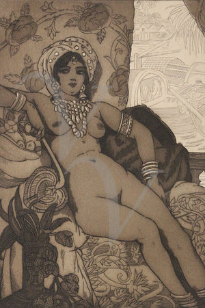 Erotic nude etching from Les Fleurs du Mal. Fine art print