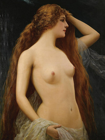 Contemplation. Victorian nude female portrait. Fine art print 