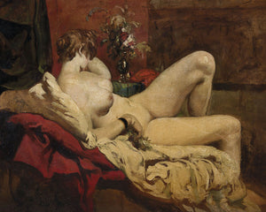 Reclining female nude painting. Fine art print 