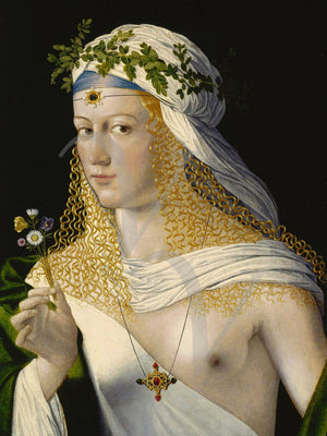 Flora. Idealized Portrait of a Courtesan as Flora by Bartolomeo Veneto. Fine art print 