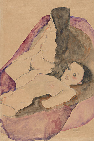 Two Reclining Nudes painting by Egon Schiele. Fine art print