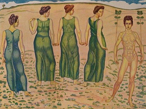 A young man and women in a landscape by Ferdinand Hodler. Fine art print