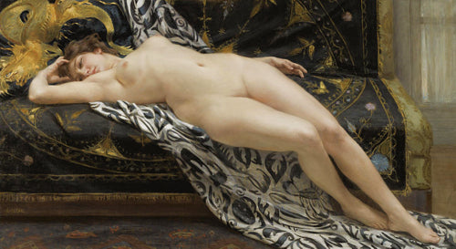 L'Abandon by Guillaume Seignac. Reclining decadent female nude painting. Fine art print