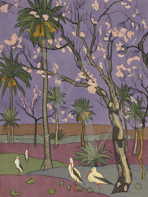Storks in a Moroccan Landscape. Fine art print