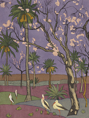 Storks in a Moroccan Landscape. Fine art print