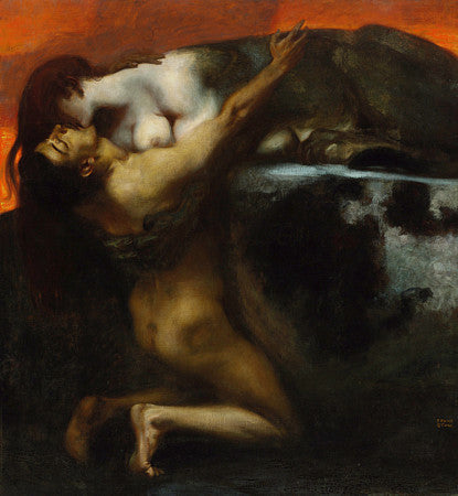 The Kiss of the Sphinx by Franz von Stuck. Symbolist painting. Fine art print