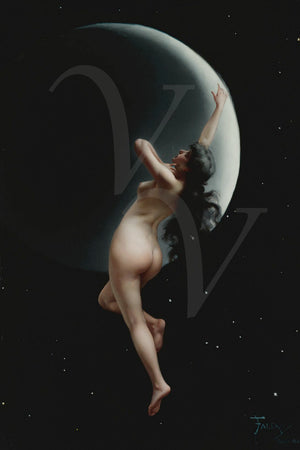 Moon Nymph by Luis Ricardo Falero. Pagan nude painting. Fine art print