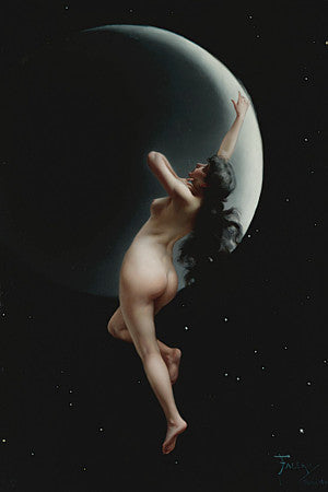 Moon Nymph by Luis Ricardo Falero. Pagan nude painting. Fine art print