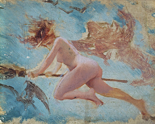 Study of a Witch by Luis Falero. Antique witchcraft painting.