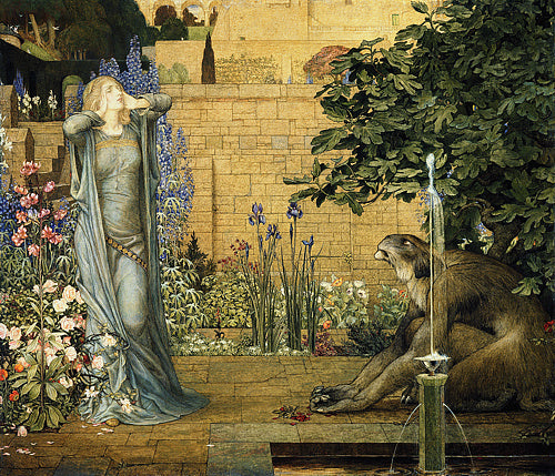Beauty and the Beast by John Dickson Batten. Pre-Raphaelite painting. Fine art print