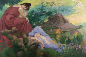 Sejour de Paix et de Joie  by Victor Prouve. Art Nouveau nature meditation painting. Fine art print