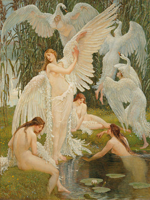 The Swan Maidens by Walter Crane. Mythological women. Fine art print