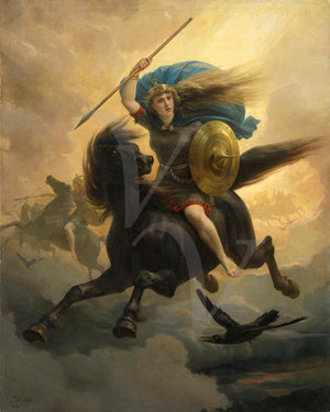 The Valkyrie by Peter Nicolai Arbo. Female Nordic warrior on horseback.