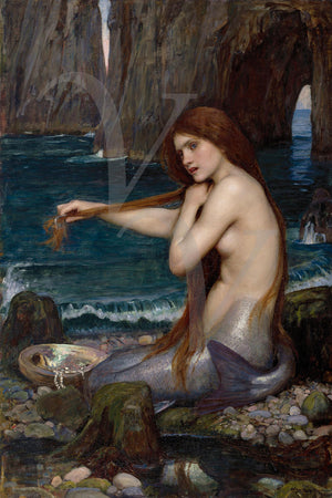 A Mermaid by John William Waterhouse. Mythological Pre-Raphaelite painting