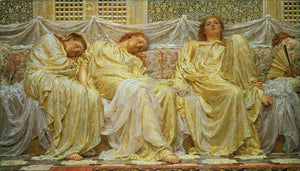 Dreamers by Albert Joseph Moore. Painting of classical women sleeping