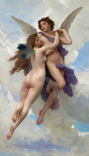 Cupid And Psyche by William-Adolphe Bouguereau. Mythological painting