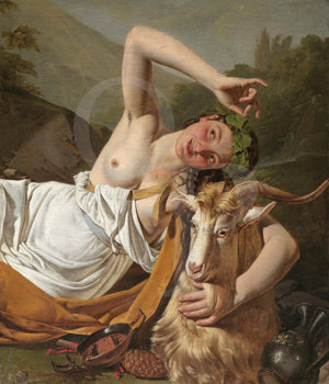 Bacchanal by Julius Kronberg, Painting of a Bacchante with a goat