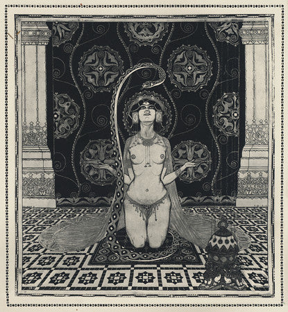 Salammbo with snake. Fine Art Print