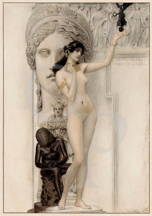 Allegory of Sculpture by Gustav Klimt. Decadent femlae nude