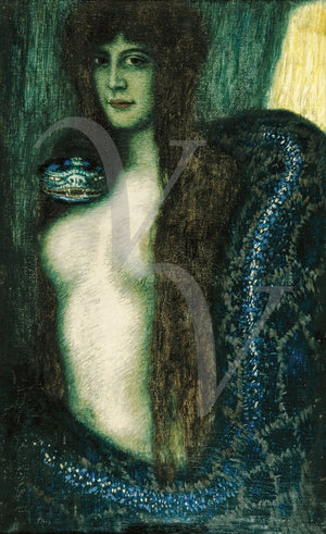 Sin by Franz von Stuck. Woman with snake painting. Fine art print