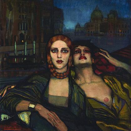 The Sisters of Venice. Decadent Symbolist lesbians painting. Fine art print