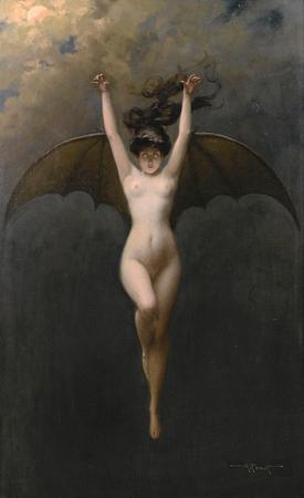The Bat Woman. Gothic Vampire painting. Fine Art Print