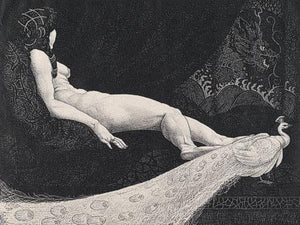 Odalisque. Nude with Peacock. Fine Art Print