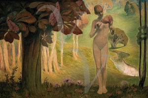 Eden. Art Nouveau painting. Forest nude. Fine art print