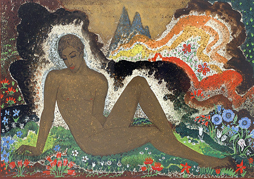 Narcissus. Art Deco painting. Fine art print 