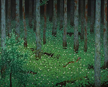 Forest trees painting. Fine art print