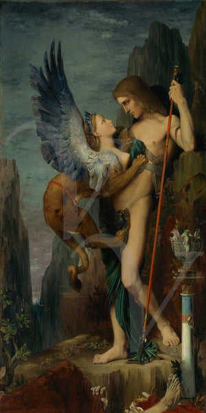 Oedipus and the Sphinx. Gustave Moreau Painting. Symbolist. Mythology. Fine Art Print