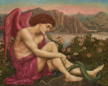The Angel with the Serpent by Evelyn de Morgan. Fine Art Print