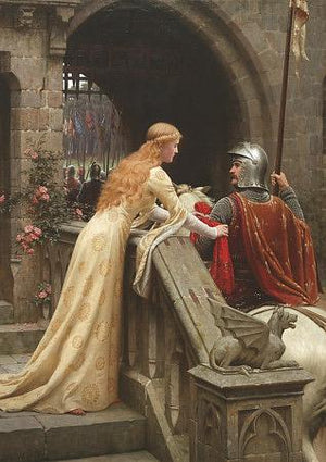 God Speed. Arthurian knights and maiden painting. Fine Art Print