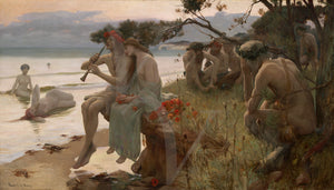Pagan Symbolist painting of fauns and sea nymphs by Rupert Bunny