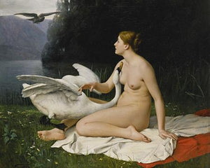 Leda and the Swan painting. Fine art print