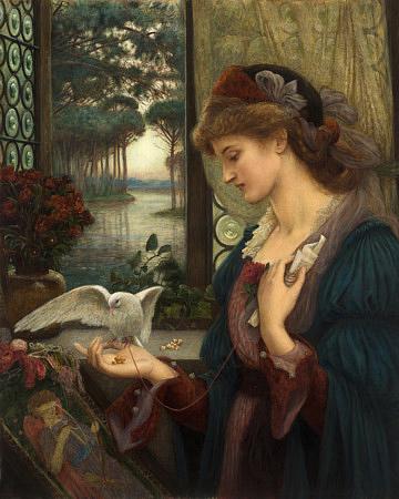 Love's Messenger by Marie Spartali Stillman. Pre-Raphaelite painting. Fine art print
